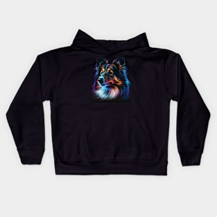 Neon Shetland Sheepdog Kids Hoodie